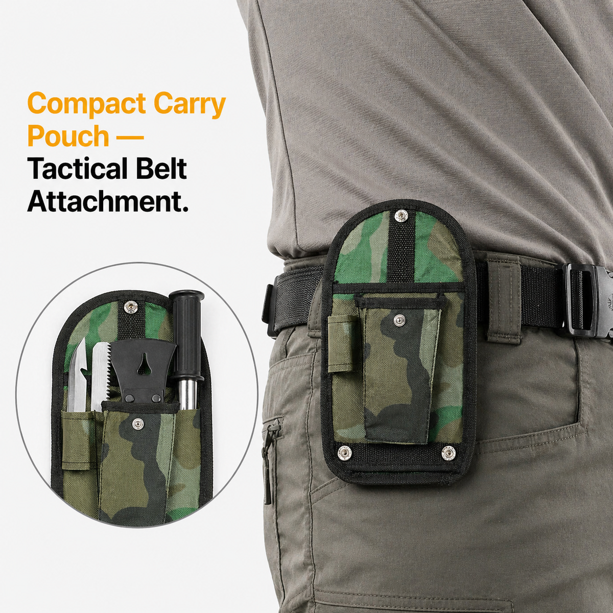 6-in-1 Multi Tool Survival Kit Shovel Knife Axe Saw Nail Puller w/ Pouch Outdoor Gear Camping
